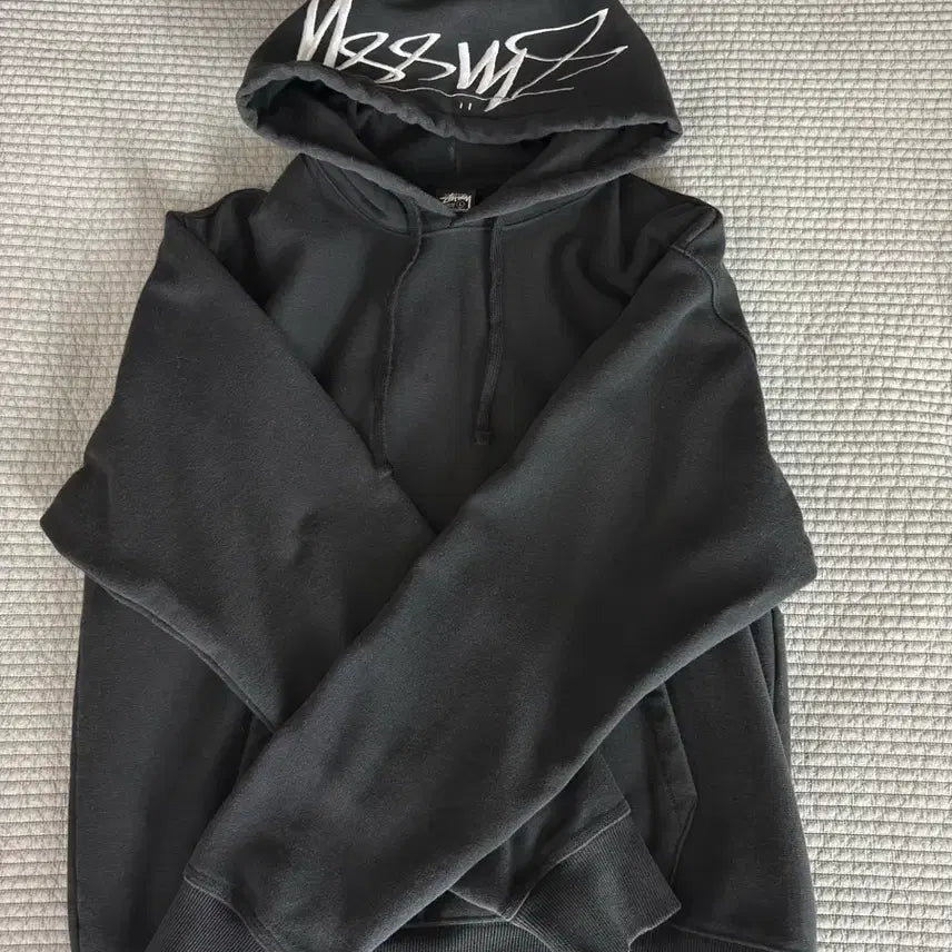 [BUNJANG] Stussy Back Applique Hoodie Black / 스투시 백 아플리케 후드 블랙
