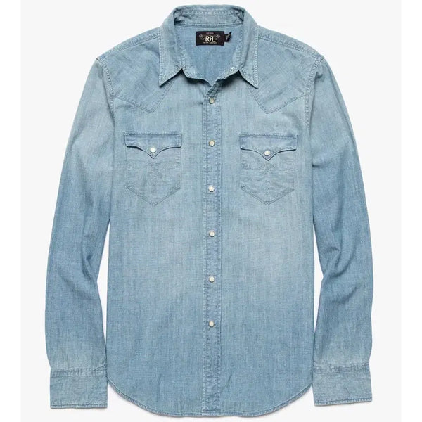 [BUNJANG] RRL Double RL Chambray Concho Button Western Shirt / [A+등급 M] RRL 더블알엘 샴브레이 콘초버튼 웨스턴셔츠