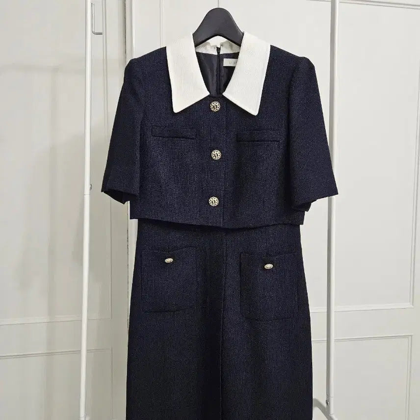 [BUNJANG] LINE NATION Navy Tweed Dress (New Condition) / 라인어디션 네이비 트위드 원피스 (새상품 상태!!)