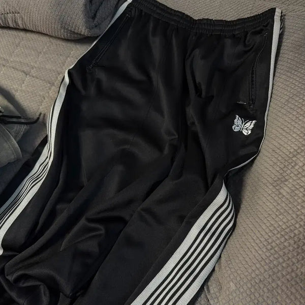 [BUNJANG] Needles LHP HD Track Pants Poly Smooth Black/White (Rare Early Edition) / (희귀초판)[S]니들스 LHP HD 트랙팬츠 폴리스무스 블랙화이트
