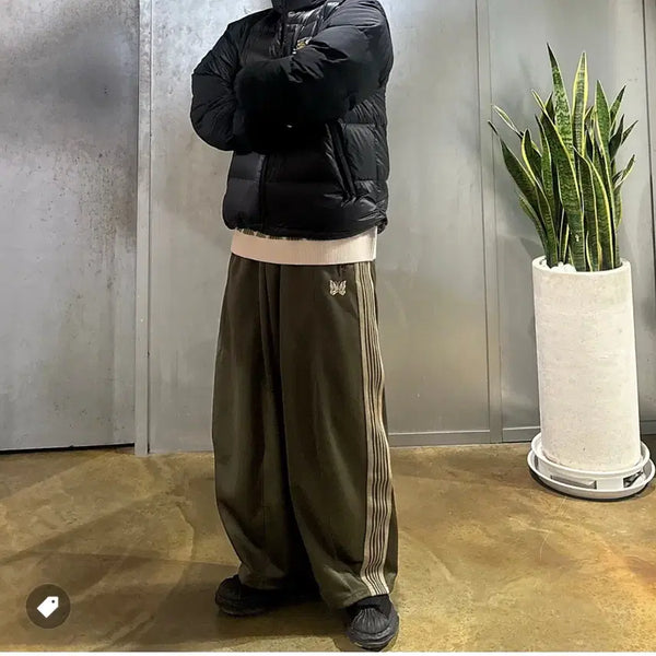 [BUNJANG] Needles LHP HD Track Pants Poly Smooth Wide Olive (Rare Limited Edition) / (희귀초판)[S]니들스 LHP HD 트랙팬츠 폴리스무스 와이드 올리브