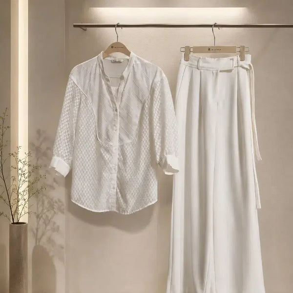 [BUNJANG] it MICHAA White Jacquard Blouse / 잇미샤 화이트 자가드 블라우스 55~66