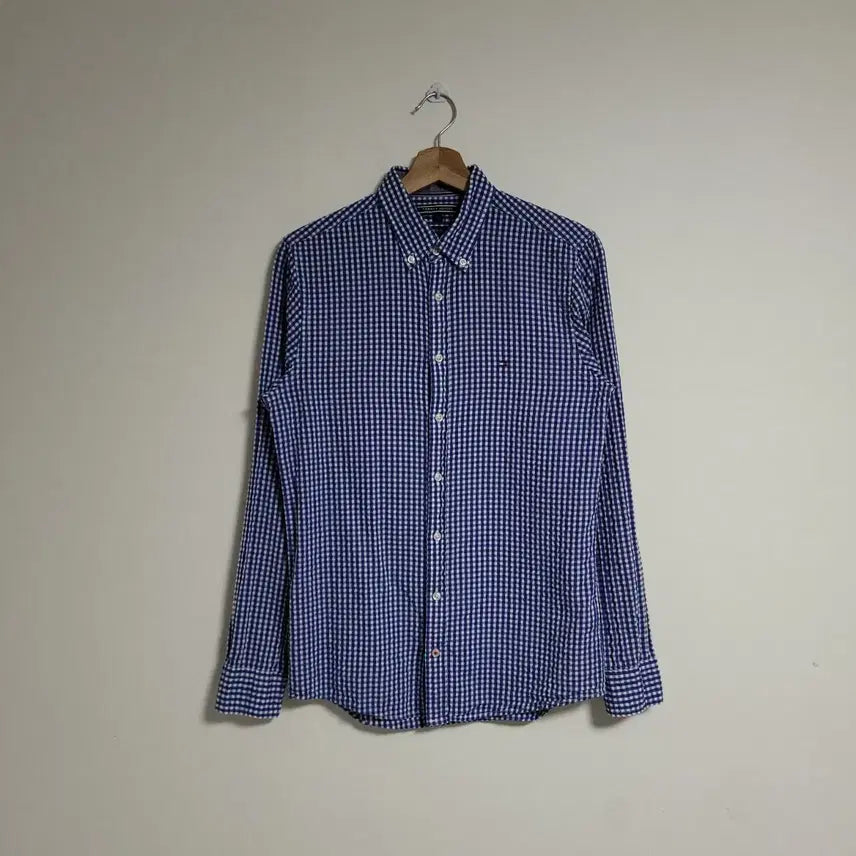 [BUNJANG] Tommy Hilfiger Women's Slim Fit Check Long Sleeve Shirt / (S) TOMMY 타미힐피거 여성 체크 긴팔 셔츠 남방 슬림핏