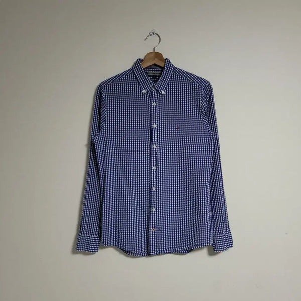 [BUNJANG] Tommy Hilfiger Women's Slim Fit Check Long Sleeve Shirt / (S) TOMMY 타미힐피거 여성 체크 긴팔 셔츠 남방 슬림핏