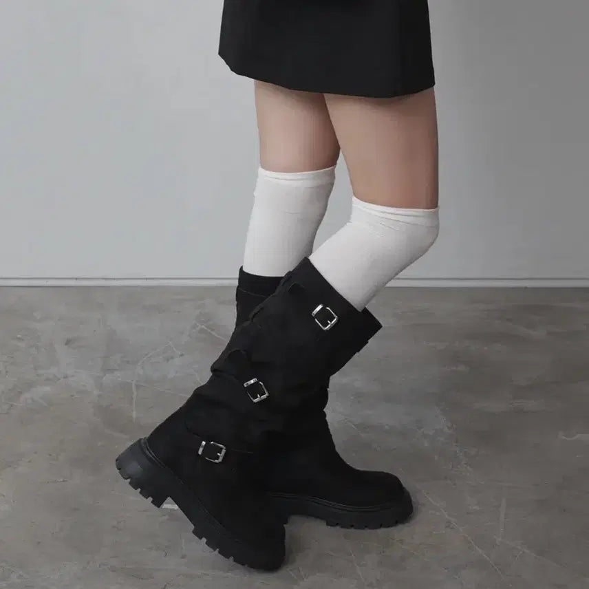 [BUNJANG] Salt and Chocolate Hum Buckle Long Boots Black 240 / 솔트앤초콜릿 험 버클 롱부츠 240