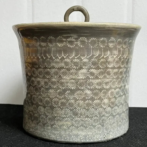 [BUNJANG] Early Joseon Dynasty Buncheong Ware Inhwa Chrysanthemum Pattern Box / 조선초기 분청사기 인화 국화문 합