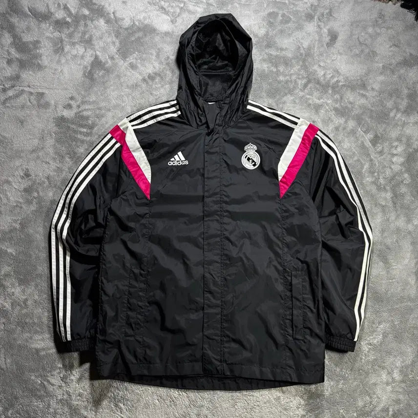 [BUNJANG] Adidas Real Madrid Black Windbreaker Jacket / 아디다스 레알마드리드 블랙 바람막이