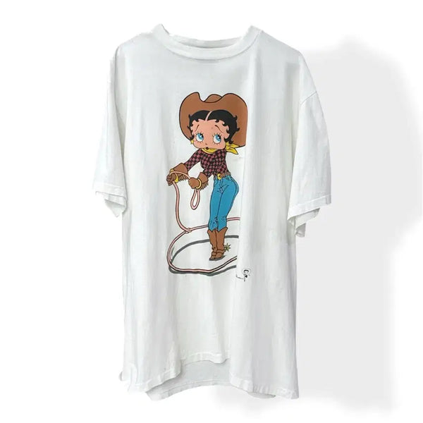 [BUNJANG] 90s Betty Boop Cowgirl Graphic T-Shirt / 90s 베티 붑 카우걸 빈티지 티셔츠