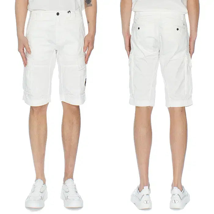 [BUNJANG] CP Company Stretch Satin Lens Shorts White / CP컴퍼니 스트레치 새틴 렌즈 반바지 18CMBE116A