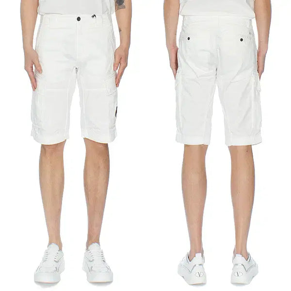 [BUNJANG] CP Company Stretch Satin Lens Shorts White / CP컴퍼니 스트레치 새틴 렌즈 반바지 18CMBE116A