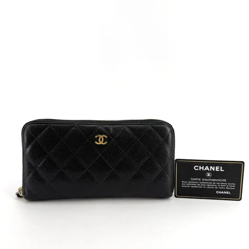 [BUNJANG] Chanel Caviar GHW Zip Long Wallet / 샤넬 캐비어 금장 지퍼 장지갑