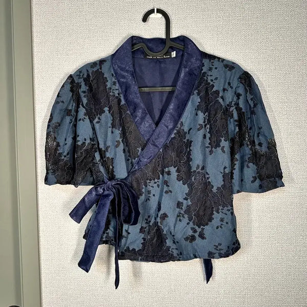 [BUNJANG] Isobi Navy Black Lace Jeogori Hanbok / 새상품) 이소비 네이비 블랙 레이스 저고리 한복