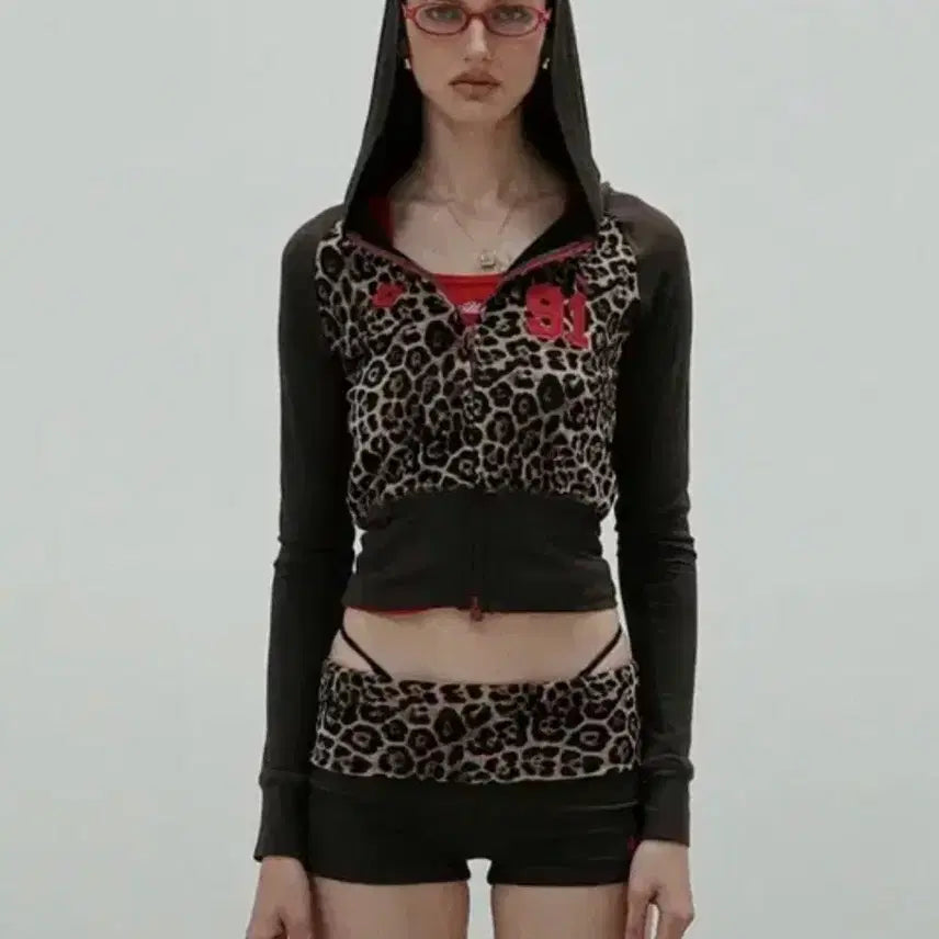 [BUNJANG] Bad Blood Leopard Jersey Hoodie Zip-up / 배드블러드 레오파드 져지 후드집업 판매