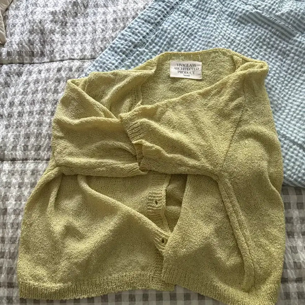 [BUNJANG] VIVIGRAM Knit Cardigan Yellow / 비비그램 니트 가디건 옐로우