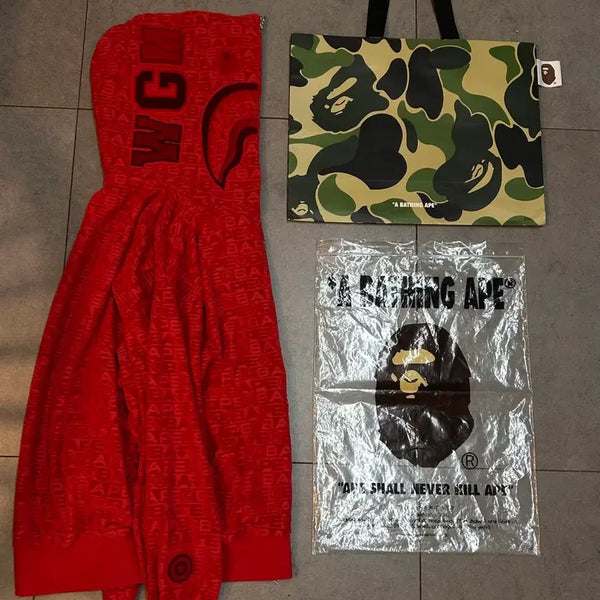 [BUNJANG] BAPE Red Camo Shark Hoodie / 새상품) 베이프 레드 적계 샤크 후드집업