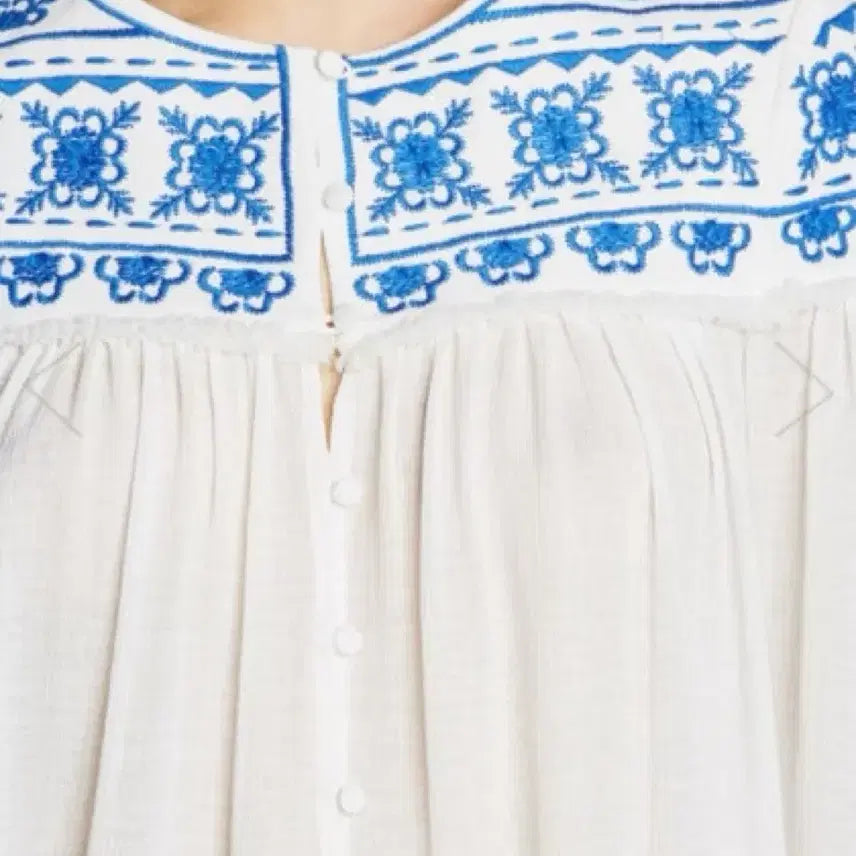 [BUNJANG] Claudie Pierlot White Embroidered Blouse - Size S / 끌로디 피에로 화이트 자수 블라우스 S 에스닉 휴양지 바캉스