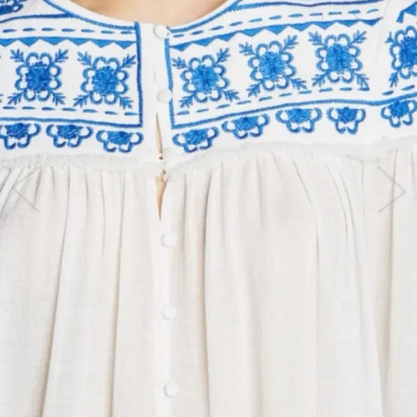 [BUNJANG] Claudie Pierlot White Embroidered Blouse - Size S / 끌로디 피에로 화이트 자수 블라우스 S 에스닉 휴양지 바캉스