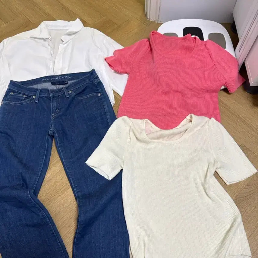 [BUNJANG] Women's White Summer Shirt T-Shirt / 청바지 니트 여름 썸머 화이트 셔츠 티셔츠 여성 의류
