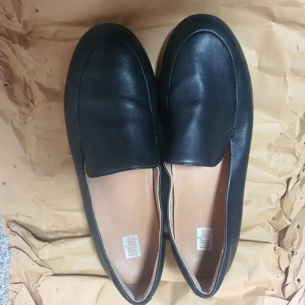[BUNJANG] Fitflop Women's Leather Loafers - Black, Size 250 / 핏플랍 여성 레더 로퍼 250