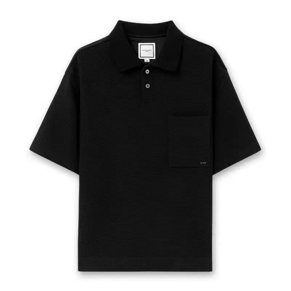 [BUNJANG] Wooyoungmi Black Textured Polo T-Shirt / 우영미 블랙 텍스처 폴로 티셔츠