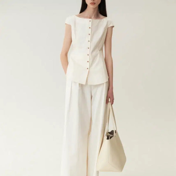 [BUNJANG] Kinder Salmon Boat-Neck Blouse Cream - Size S / 새상품 킨더살몬 Boat-Neck Blouse Cream S사이즈