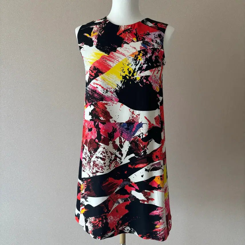 [BUNJANG] Kenzo Abstract Print A-Line Silk-Feel Dress - Size 36 / [정품] Kenzo 겐조 obstract 프린트 원피스 36사이즈
