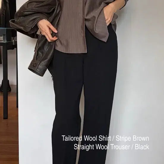 [BUNJANG] LFM Tailored Wool Shirt Stripe Brown / LFM Tailored Wool Shirt in Stripe (브라운)