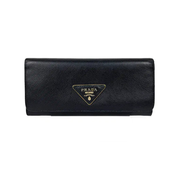 [BUNJANG] Prada Triangle Logo Leather Long Wallet Black 1M1132 / [개런티카드]프라다 삼각로고 블랙 장지갑 1M1132