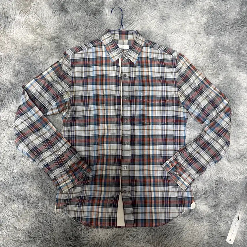 [BUNJANG] Time Homme Spring/Summer Linen Blend Checkered Shirt Size 100 / 타임옴므 봄여름 마혼방 체크셔츠 100사이즈