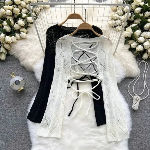 [BUNJANG] Cropped Knit Cardigan - Ivory / 크롭 니트 짜임 가디건 아이보리