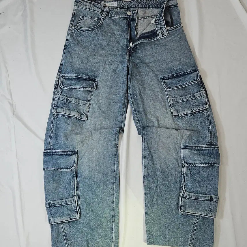 [BUNJANG] Zara Cargo Pocket Multi Pouch Denim Pants Women's EUR 38 / 자라 ZARA 카고 데님팬츠 카고포켓 멀티 파우치 여성 EUR 38