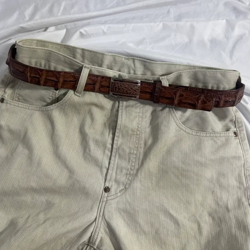 [BUNJANG] Vintage Crocodile Leather Belt / 빈티지 크로커다일 레더 벨트