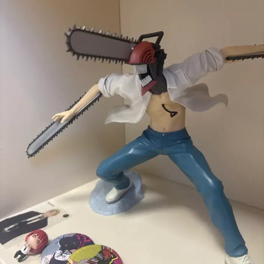 [BUNJANG] Chainsaw Man Denji & Makima Figure Bundle Set Badges & Cards / 일괄)체인소맨 덴지 피규어 마키마 가챠 레제덴지 뱃지 카드