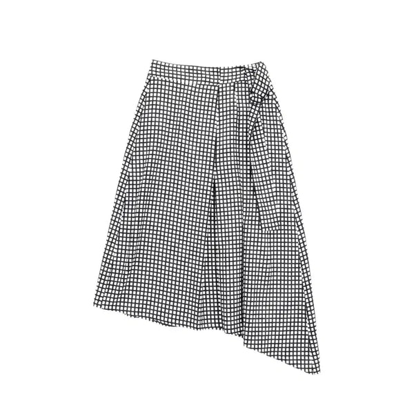 [BUNJANG] Mango Asymmetrical Check Skirt Black / 여성M/ 망고 언발란스 체크 스커트 BK 21-156
