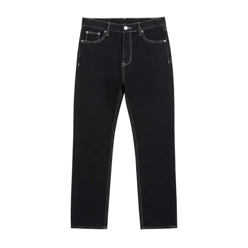 [BUNJANG] Stitch Span Straight Denim Jeans Pants BK / 여성M추천/ 스티치 스판 스트레이트 데님 청바지 팬츠 BK 21-155