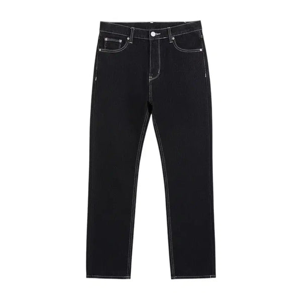[BUNJANG] Stitch Span Straight Denim Jeans Pants BK / 여성M추천/ 스티치 스판 스트레이트 데님 청바지 팬츠 BK 21-155