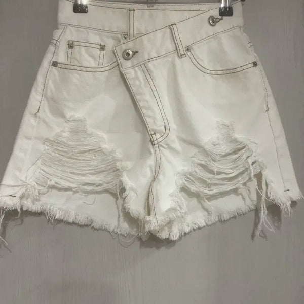 [BUNJANG] White Cut-off Vintage Style Shorts / 화이트 숏팬츠 컷팅 빈티지 스타일