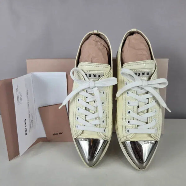 [BUNJANG] Miu Miu Metal Cap Toe Patent Leather Sneakers / miumiu 미우미우 35(225) 메탈 캡 토 페이던트 스니커즈 정품