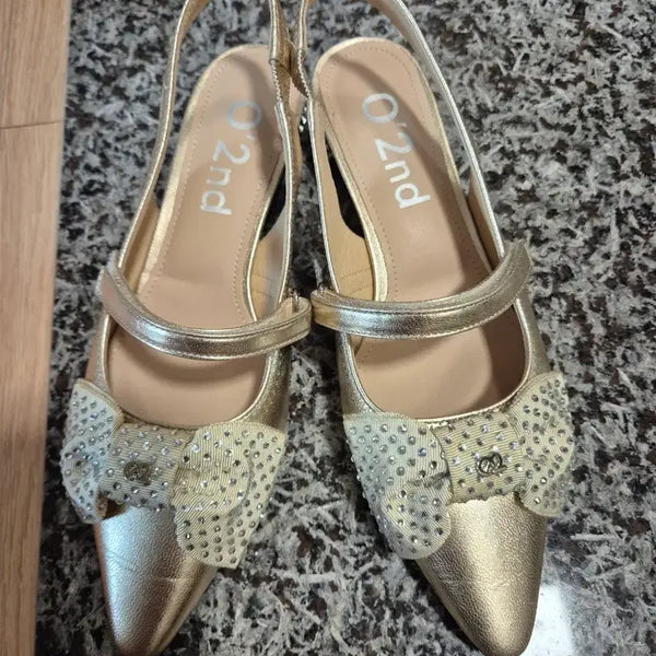 [BUNJANG] Ozzo Second Ribbon Cubic Slingback Shoes (230-235) / 오즈세컨 리본 큐빅 슬링백(230~235)