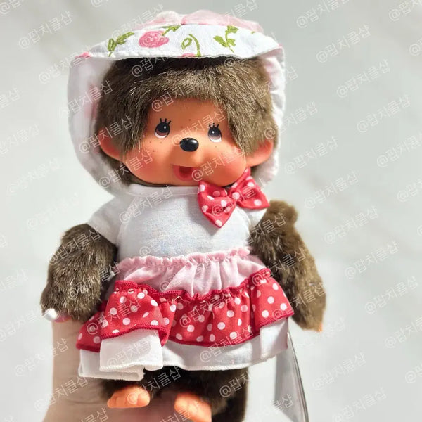 [BUNJANG] Monchhichi Flower Hat Polka Dot Dress Doll / 몬치치 플라워햇 도트원피스 인형
