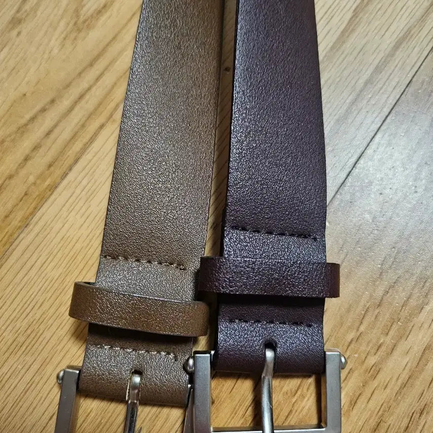 [BUNJANG] It MICHAA Set of 2 Brown & Burgundy Leather Belts / 잇미샤 브라운벨트2개 총길이90