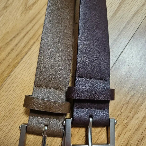 [BUNJANG] It MICHAA Set of 2 Brown & Burgundy Leather Belts / 잇미샤 브라운벨트2개 총길이90