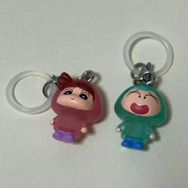 [BUNJANG] Crayon Shin-chan Raincoat Series Mejirushi Gacha Set (Hooni & Yuri) Bandai / 일괄) 짱구는 못말려 우비 메지루시 반다이 가챠 훈이 유리