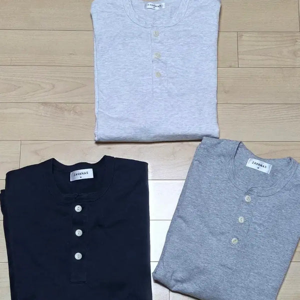 [BUNJANG] Javaness USA Henley Long Sleeve Bundle Set / 3개 일괄) 자바나스 usa 헨리넥
