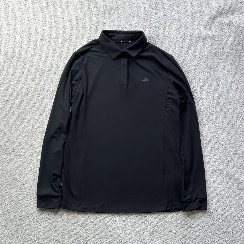 [BUNJANG] Adidas Golf Stripe Polo Long Sleeve Shirt Black M / 아디다스 골프 카라티 스트라이프 폴로티 카라 롱슬리브 블랙 95 M