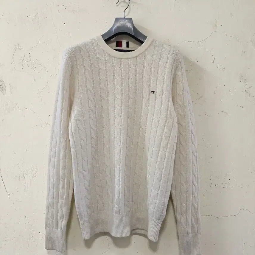 [BUNJANG] Tommy Hilfiger Cable Knit Sweater White S / 타미힐피거 케이블 니트 화이트 S