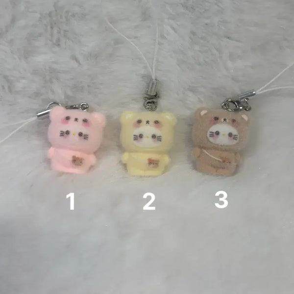[BUNJANG] Hello Kitty & Miffy Fluffy Keychain Set / 키티, 미피 플로키 키링