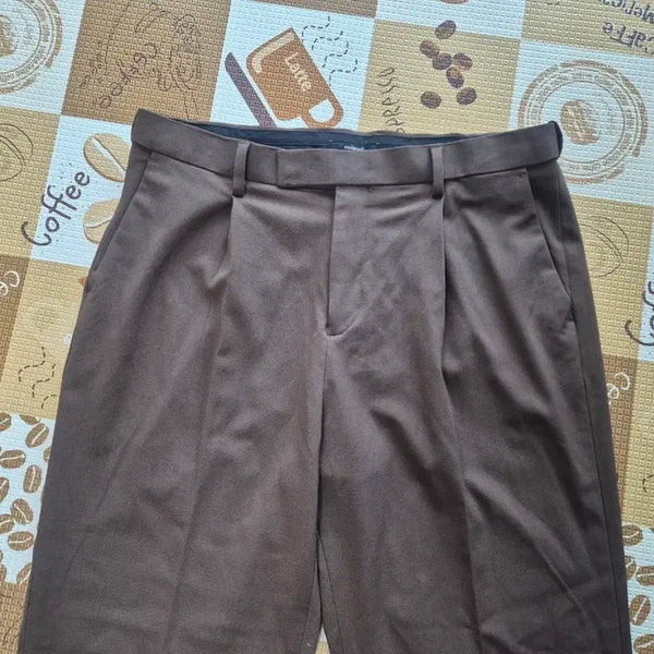[BUNJANG] Musinsa Standard Wide Hidden Banding Slacks Brown (33-inch) / 무신사 스탠다드 와이드 슬랙스 33인치