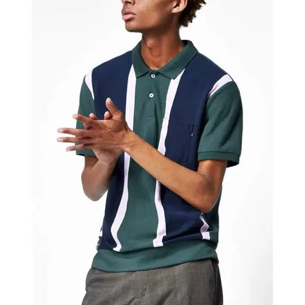 [BUNJANG] OBEY Multi Stripe Polo T-Shirt Green Short Sleeve Shirt / 오베이 멀티 스트라이프 폴로티 카라티 OBEY 그린 반팔티 반팔셔츠