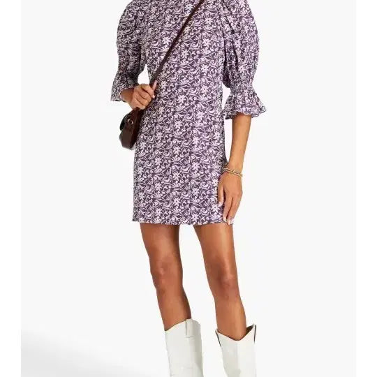 [BUNJANG] Maje Floral Pattern Linen Blend Mini Dress Size 40 (New) / 마쥬(Maje)의 플로럴 패턴 린넨 혼방 미니 원피스40(새상품)